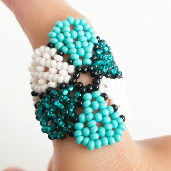 Hand Crafted Jewelry Beaded Mexican Handmade Artisanal Ring